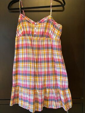 Plaid Spaghetti Strap Sundress in Pink, Yellow & Blue